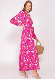 Pink Print Wrap Dress