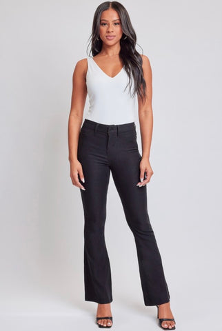 Black High Rise Stretch Flare Pants