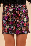 Sequin Floral Mini Skirt