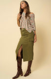 Olive Cargo Slit Skirt