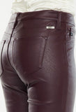 Wine Leatherlike Flare Pants