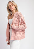 Dusty Rose Crochet Cardigan