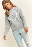 Grey Lace Heart Sweater