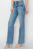 High Rise Panel Straight Leg Jeans