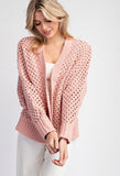 Dusty Rose Crochet Cardigan