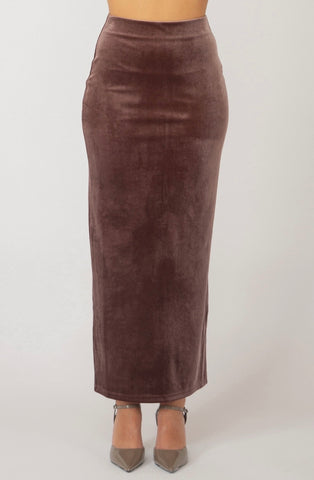 Mauve Velvet Maxi Skirt