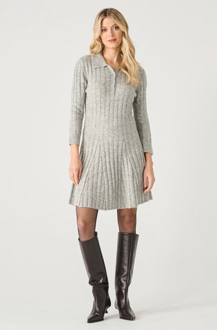 Grey Pleated Sweater Dress