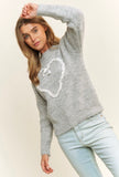 Grey Lace Heart Sweater