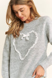 Grey Lace Heart Sweater