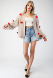 Cream 3D Heart Cardigan