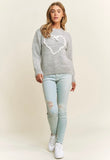 Grey Lace Heart Sweater