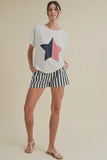 Navy Linen Stripe Shorts