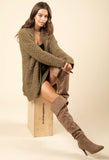 Olive Textured Cardigan Sweater