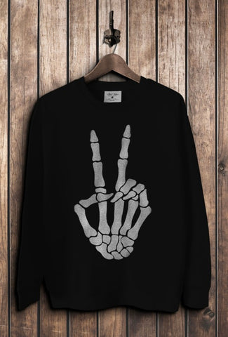 Black Skeleton Peace Sweatshirt