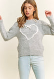 Grey Lace Heart Sweater