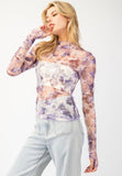 Purple Floral Sheer Top