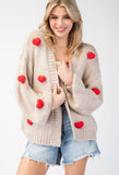 Cream 3D Heart Cardigan