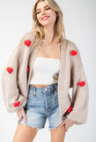 Cream 3D Heart Cardigan