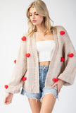 Cream 3D Heart Cardigan