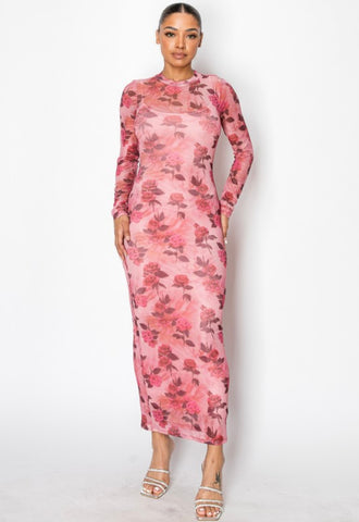 Rose Sheer Maxi Dress