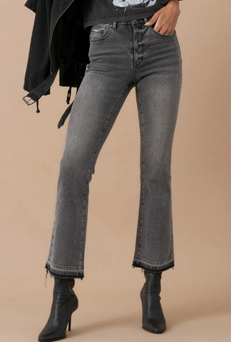 Grey High Rise Cropped Jeans