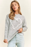 Grey Lace Heart Sweater