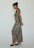 Multicolor Paisley Print Satin Dress