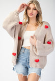 Cream 3D Heart Cardigan