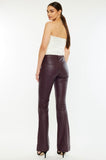 Wine Leatherlike Flare Pants