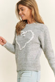 Grey Lace Heart Sweater