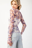 Purple Floral Sheer Top