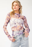 Purple Floral Sheer Top