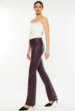 Wine Leatherlike Flare Pants