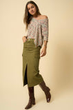 Olive Cargo Slit Skirt