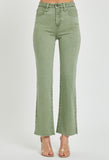 Olive High Rise Straight Leg Jeans