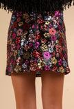 Sequin Floral Mini Skirt