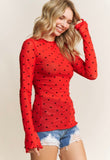 Red Heart Mesh Top