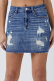 Distressed Denim Skirt