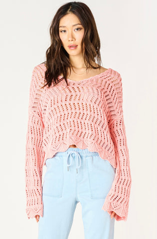 Apricot Crochet Cropped Sweater