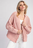 Dusty Rose Crochet Cardigan