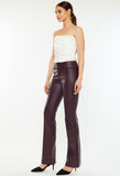 Wine Leatherlike Flare Pants