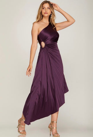 Plum One Shoulder Dress