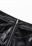 Black Leatherlike Zip Skirt