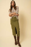 Olive Cargo Slit Skirt