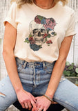 Ivory Floral Skull Tee