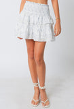 White Floral Ruffle Skirt