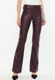 Wine Leatherlike Flare Pants