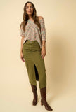 Olive Cargo Slit Skirt