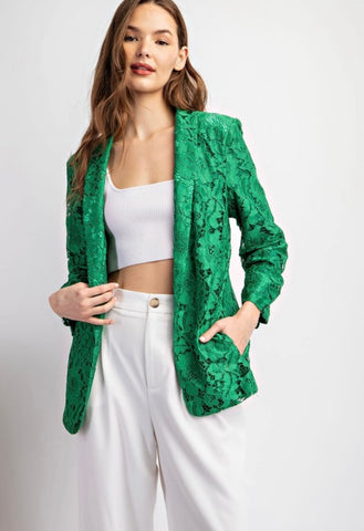 Green Lace Blazer