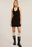 Black Distressed Sleeveless Sweater Dress